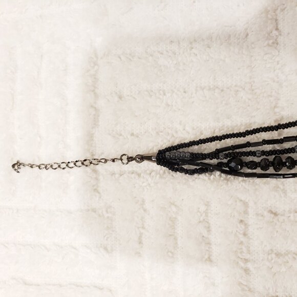 Vintage Liz Claiborne Black Multistrand Beaded Necklace & Earring Set - Picture 3 of 7